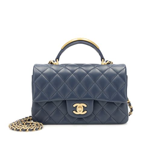 chanel top handle bag blue|mini flap bag chanel 2021.